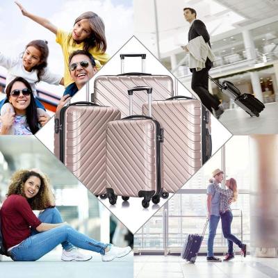 China ABS Free Shipping For Distric 6 Areas Of US Champagne Gold Color Hardshell 4 Pcs Luggage Optional Set Within 24 Hours for sale