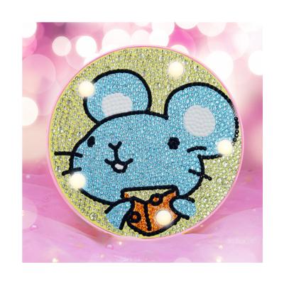 China Modern New Round Children's Small Diamond Painting Stickers Size With Full Size Diamond Frame Diamond Animal Blue Light And Mouse Decor for sale