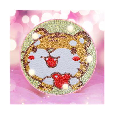 China New modern small round children's diamond painting sticker with frame decorative full size diamond light animal tiger diamond painting for sale