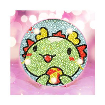 China New Modern Small Round Children's Diamond Painting Sticker With Blue Diamond Light Animal Dragon Full Size Frame Frame Decorati for sale