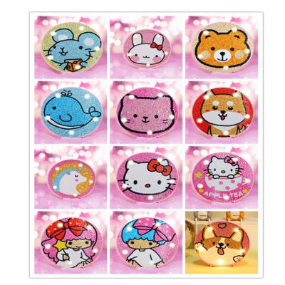 China Small Round Modern Children's DIY Diamond Painting Sticker With Light Frame Full Diamond Cut Diamond Decoration Painting Kit for sale