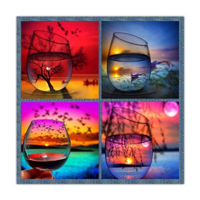 China Wholesale 5D Diamond Painting Canvas Wall Art Zhonghai Cup Landscape Modern DIY Wall Art Painting for sale