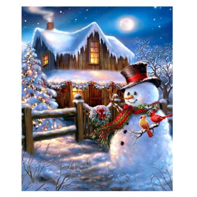 China 30x40 DIY Modern Handmade Wall Art 5D Around Full Diamond Christmas Snowman Diamond Painting for sale