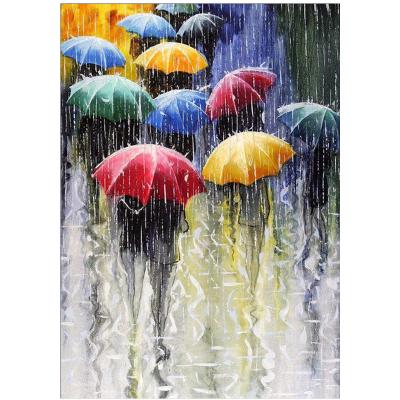 China diy diy oil painting art rain pedestrian living room 5d modern decoration painting diamondpainting for sale