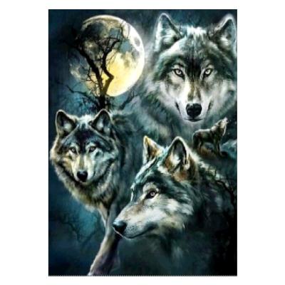 China Full Diamond Round Diamond modern 5D DIY Wolf Patterns Home Wall Decoration animal Diamond Painting for sale