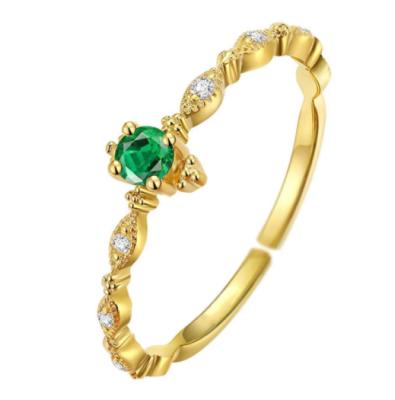 China Vintage Anniversary Emerald Diamonds S925 Shape Open Zircon Rings Anniversary Gift Vintage For Women for sale