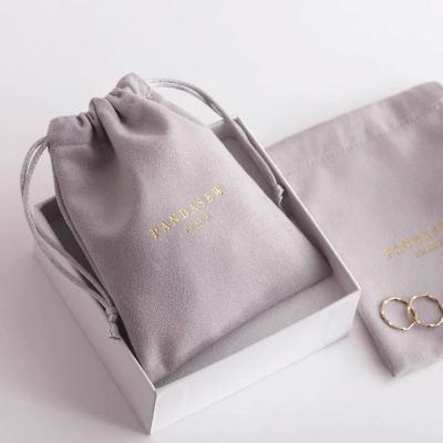 China Eco-Friendly Natural 100% Cotton Felt Fabric Velvet Jewelry Pouch With Custom Logo Jewelry Drawstring Pouch Bag for sale