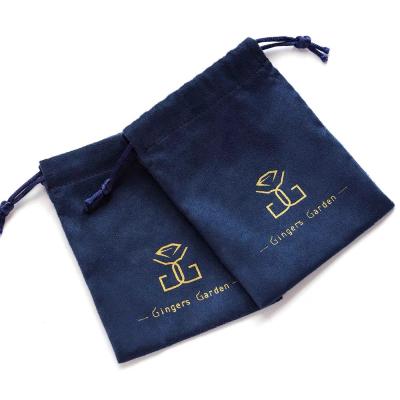 China Custom Eco Friendly 100% Natural Cotton Logo Velvet Jewelry Gift Drawstring Bag Pouches for sale