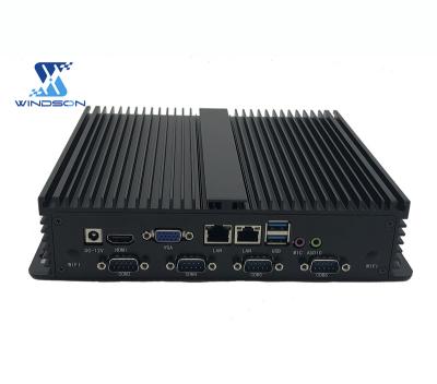 China dustproof all-aluminum industrial server computer 4405U 4415U i3/i5/i7 mini server computer 6100U/6200U6500U/7200U/7500U DDR4 32GB 213*235*52mm 6com for sale