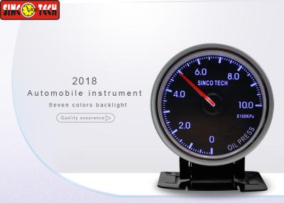 China Racing Car Oil Pressure Gauge , Oil Pressure Meter 0 - 1000 Kpa With LED / Buzzer Warning for sale