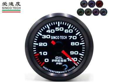 China SINCO TECH Electric Oil Pressure Gauge 52mm PSI Unit 7 Colors Display PM Motor for sale