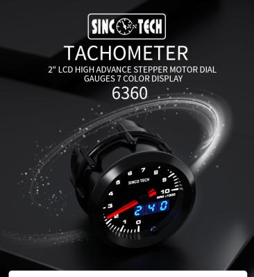 China 636 Sensor 2 Inch Digital Tachometer Gauge 1000rpm For 12V Vehicle for sale