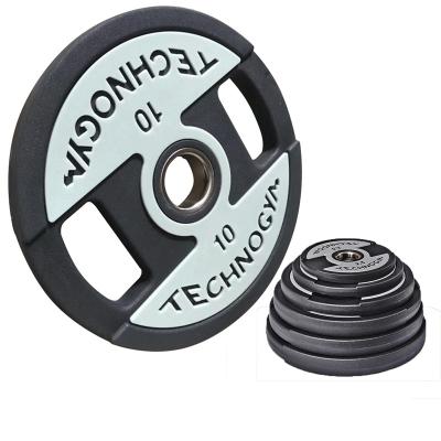 China Eco - Friendly High Grade Pu Bar Bell Plates Rubber Coated Barbell Plates for sale