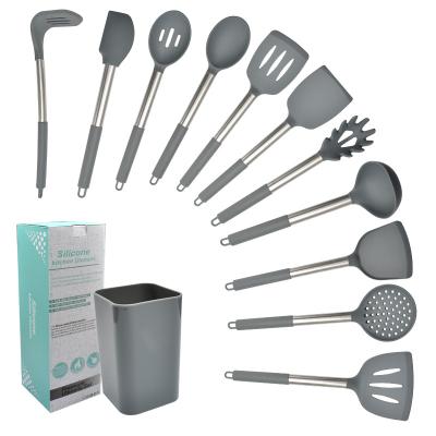 China Sustainable 11Pcs Food Grade Silicone Cooking Kitchen Utensils Set for sale