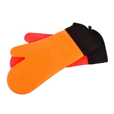 China Microwave Oven Baking Silicone Gloves Heat-Insulated Eco-friendly Thickened Anti-hot Cotton Gloves for sale