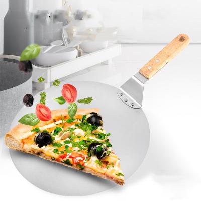 China Maker Direct Pizza Stands Stainless Steel Stocked Pizza Transfer With Wooden Handle for sale