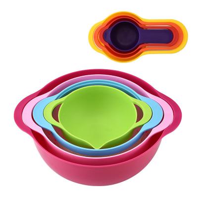 China Sustainable New Arrival Multifunctional Plastic 8 Pieces Measuring Cup Spoon Set With Color Box for sale