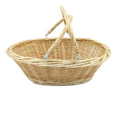 China Viable Natural Double Color Handle Shopping Baskets Wicker Basket Cheap Classic Linyi Style Crafts for sale