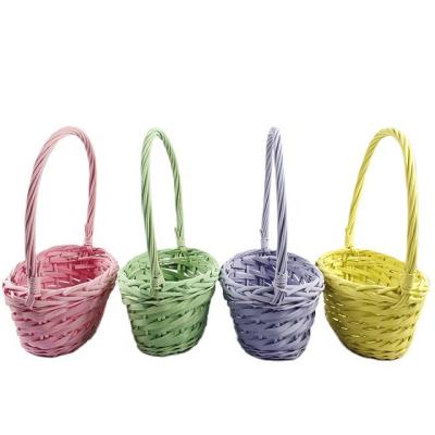 China Viable The Latest Candy Color Flower Basket Wedding Bridesmaid Basket Portable Supermarket Display Basket for sale