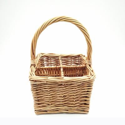 China 2021 Viable Four Grid Wine Basket Wicker Picnic Wine Basket Gift Basket for sale