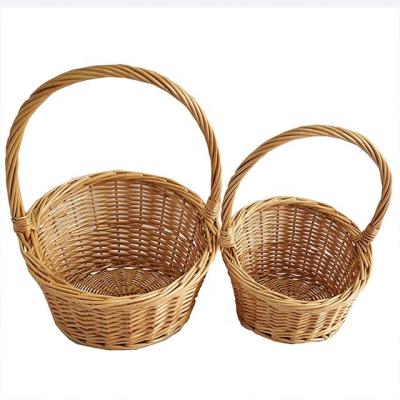 China 2021valentine flower viable wicker baskets 2 pieces empty wicker baskets Easter wicker fruit baskets for sale