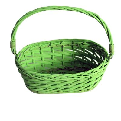 China Sustainable New Design Handmade Wicker Easter Fruit Small Basket With Handle Gift for sale