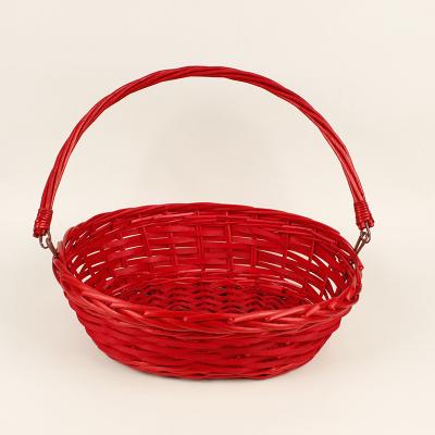 China Europe hot sale custom made red heart shaped wicker basket with split wood base gift packing used for sale