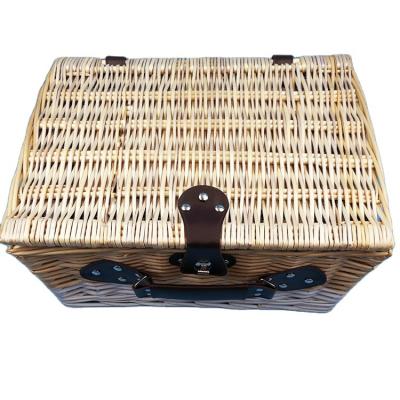 China China Handmade Natural Wicker Picnic Basket Set For 2 Person Set With Lid With Cutlery for sale