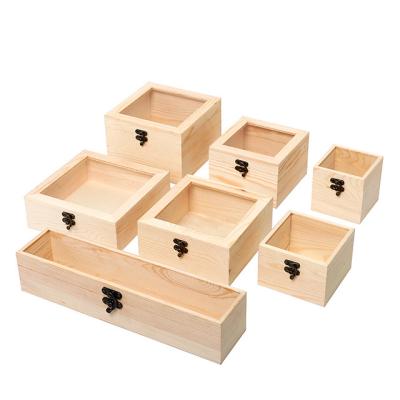 China Recyclable Decoration Transparent Tub Red Wine Packaging Gift Jewelry Box Glass Cover Gift Box Wooden Box for sale