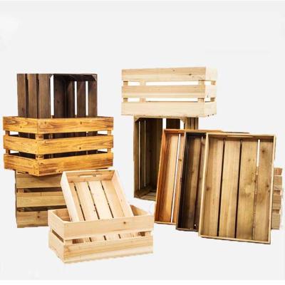 China Viable decorative contracted wooden crates style wooden fruit and vegetable wooden tray showcases box for sale