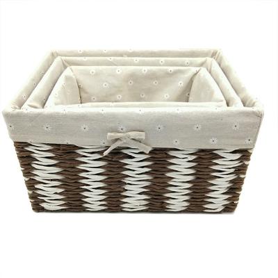 China Rope woven basket three-piece suit makeup wardrobe minimalist bathroom and bedroom paper storage box for sale