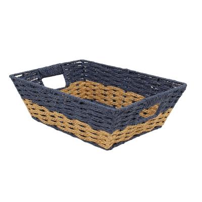 China Wholesale Viable Metal Frame Rope Houseware Kitchen Decoration Handmade Paper Basket for sale