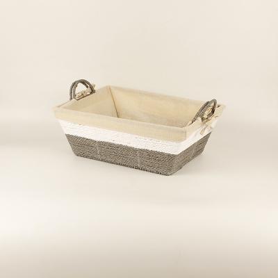 China Wholesale Viable Metal Frame Basket Tray Gift Basket With Straw Handmade Paper Basket for sale