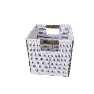 China Metal Frame PP Material Rattan Twist Rope Hand Weave Bathroom Baby Storage Gift Viable Basket for sale