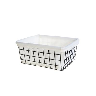 China Viable Colorful Striped Wrought Iron Storage Basket Nailless Sundries Box Kitchen Basket for sale