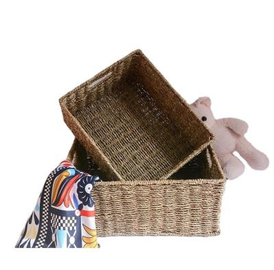 China Wholesale Plant Plankton Viable Straw Woven Basket With Lid for sale