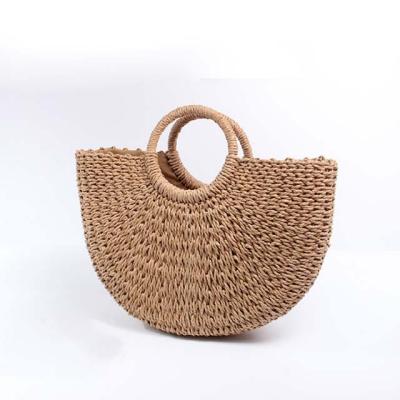 China NATIONAL Vintage Straw Bag Paper String Bag Lady Handbags Straw Beach Bags for sale