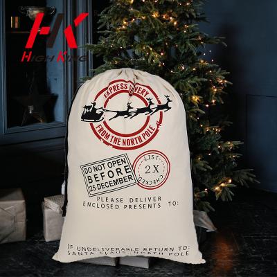 China High King Wholesale Canvas Drawstring Eco-Friendly Big Christmas Gift Bag Santa Sacks for sale