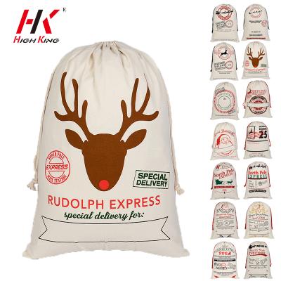 China HighKing Santa Sacks Factory Direct 100% Eco-Friendly Christmas Sublimation Eve Decor Cotton Bag for sale