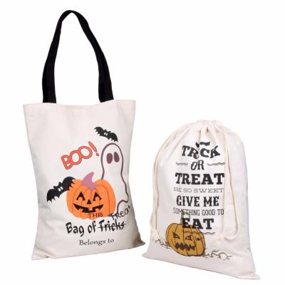 China HighKing Azo Trick or Treat Pumpkin Candy Bag Reusable Free Canvas Tote Halloween Bags for sale