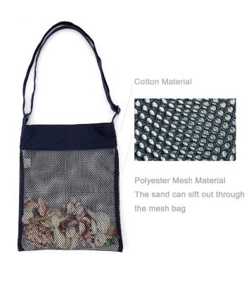 China Wholesale Colorful Eco-Friendly Cotton Mesh Bag For Shell Collection Of Mesh Beach Bags Adjustable Straps for sale