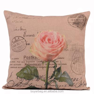 China Floral Printing Cushion Case Pillow Case Sustainable Linen Cover 44cm for sale