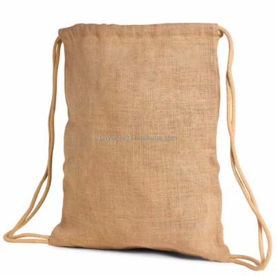 China King Natural Jute Burlap Large Eco Canvas Eco-friendly High White Drawstring Bag Custom Drawstring Backpack for sale