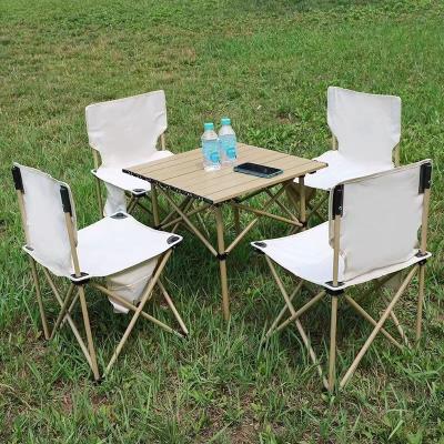 China Null Customized Wholesale Outdoor Portable Aluminum Grain Size Wooden Roll Adjustable Folding Camping Table for sale