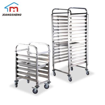 China Stainless Steel Elegant Commercial Luxury Serving Two Serving Tray Two 32 40x60 Bread Baking Tray Stand Removable Trolley Cart for sale