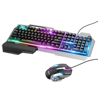 China Mechanical Keyboard Imitation GM12 Hoco Wired Gaming Keyboard Mouse RGB LED Backlit Combo Gaming Keyboard With Gaming Mouse for sale