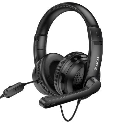 China Headset Hoco. magic gaming headsets W103 tour gaming headphones with two-in-one aux cable. of adapter usable for the computer for sale