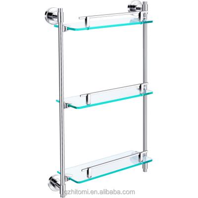 China Stainless Steel Glass Corner Bathroom Shelf for sale