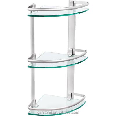 China Commercial sanitary fitting wall mounted glass shelf, bathroom shelf, corner shelf for sale