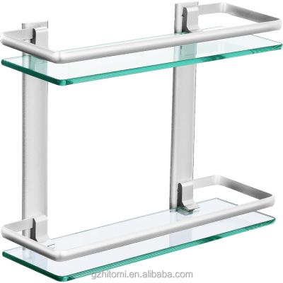 China Warehouse Rack Aluminum Tempered Glass Bathroom Shelf for sale